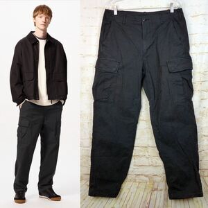 Uniqlo Pants Men M 30-33 W Black Cargo Canvas Paratrooper Grunge Utility #463957